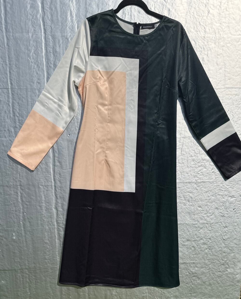 KOANDAILY 2XL Green Black Blush Color block Belted Midi Dress